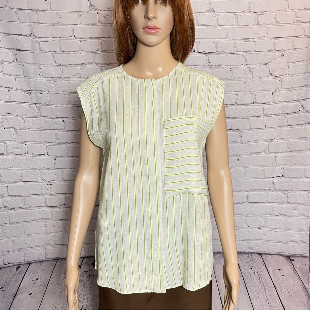 NWT New Mango Striped Linen Blend Blouse Size S